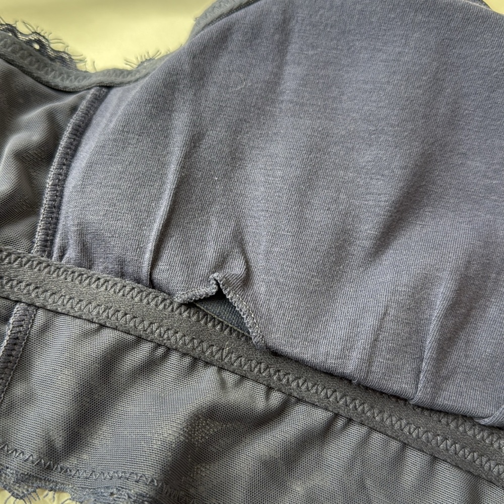 Aerie Eyelash Lash Lace Padded Bralette Navy Blue XL - Picture 11 of 12